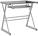 Walker Edison Metal and Glass Work From Home Laptop Computer Gaming Desk with Slide In Keyboard Tray Home Office, 31 Inch, Silver