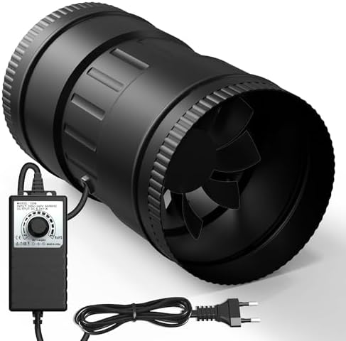 Brogachy Rohrventilator 125mm Luftstrom leiser EC-Motor für Keller Garage | Rohrlüfter 586m³/h Abluftventilator für Badzimmer Wintergarten Gewächshaus Growzelte