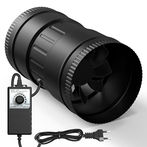 Brogachy 100mm Ventilador de Extracción 221m³/h Extractor de Aire con Regulador, Ventilador de Conducto con Enchufe, para Invernadero, Sótano, Garaje, Cocina.