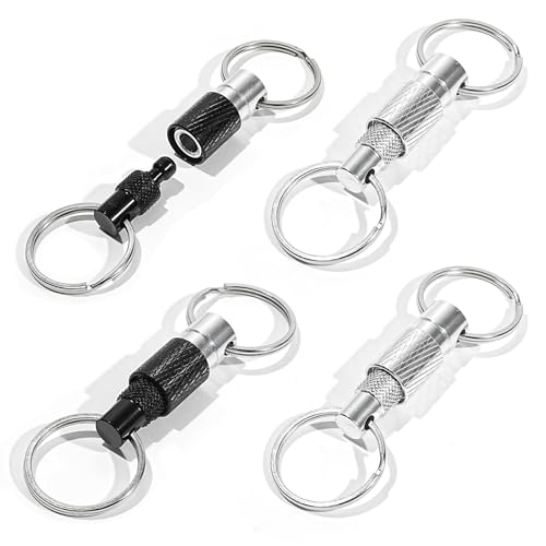 HOXITRADE 4 Pack Quick Release Keychain Set – 2 Black & 2...