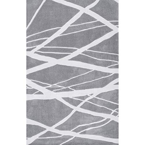 Image of Modern Handmade Woolen Carpet for Living Room Bedroom and Hall Size 6 x 9 Feet Color Lt. Gray & Ivory
