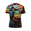 Tamiger Chameleon Listen Music Print Men's Short Sleeve Mesh T Shirt Breathable Athletic Gym Running Daily Casual Black #4