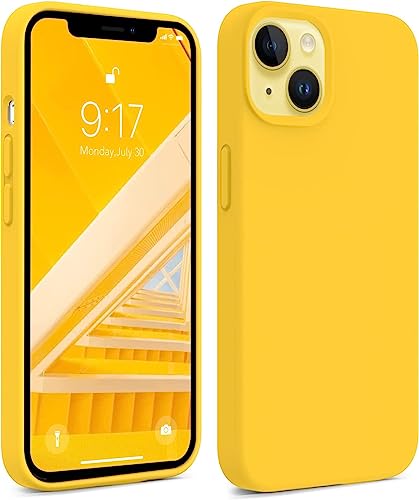 NAFS Silicon Case Compatible Iphone 13 | Camera Protect Microfiber Lining Cover | Iphone 13 Case Cover for Mobile (Yellow)- Best and cheap mobile covers in India