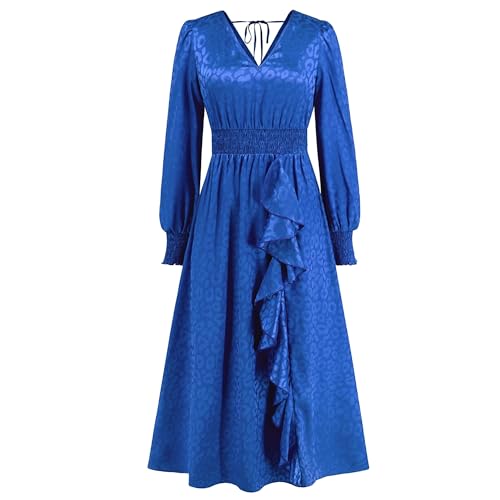 Robe enveloppante longue fleurie col en V pour femme en XL
