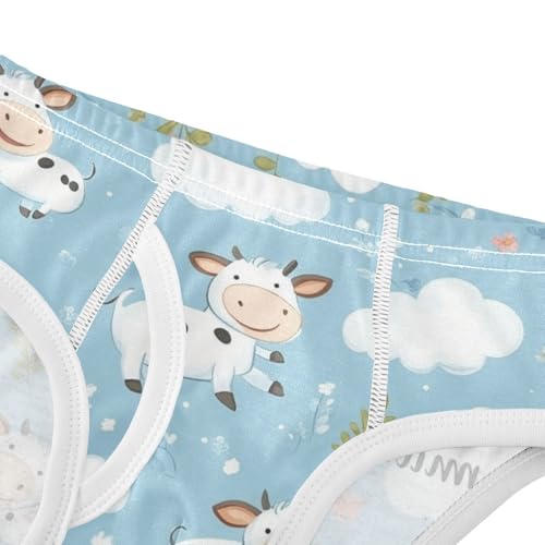 Wusikd Cute Flying Cows Boys' Underwear Cotton Clouds Flowers Boys Briefs Soft Toddler Underwear 2T4