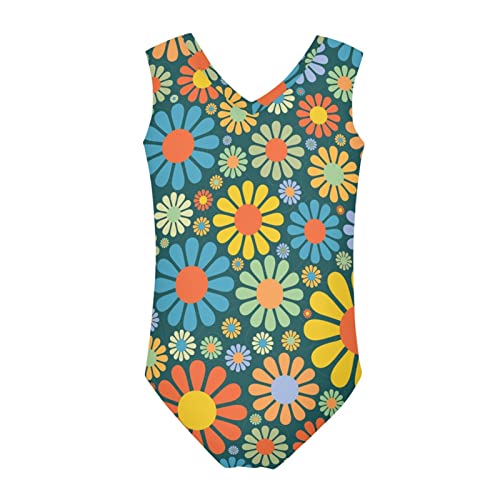 PZZ BEACH Animals Florals Print Girls Gymnastics Leotards Dancewear One-Piece Quick Dry Swimsuit for Little Kids2