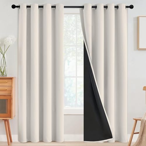 Image of Galaxy Home Decor Premium True Blackout Curtains for Window 5 Feet Long 100% Light Block | Thermal & Noise Insulation | Black Back Coating | Pack of 2 | Beige