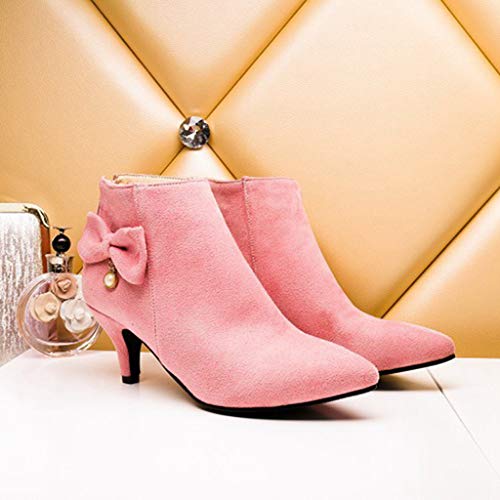 Women's Pointed Toe Dressy Ankle Booties Fashion Bow Kitten Low Heel Comfort Elegant Short Boots4