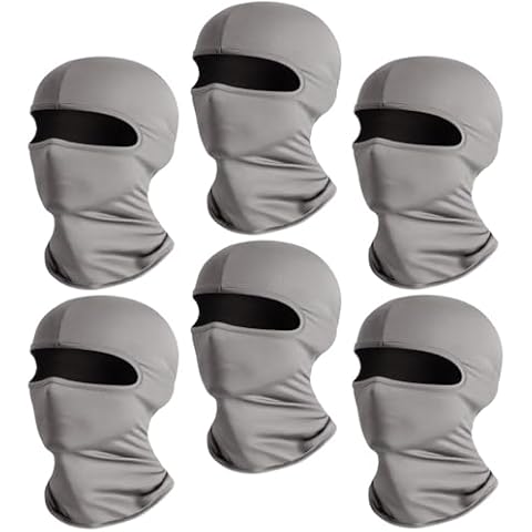 Fanjin 6 Pack of Ski Mask Bandana Face Hat for Outdoor Summer Face Covering Ice Silk UV Protection Balaclavas, 16.5*9.8in, Gray Cover