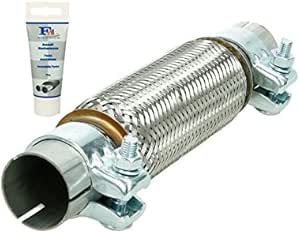 BESTPRICE Flexrohr Auspuff 45x200mm - Edelstahl Mit Innengeflecht
