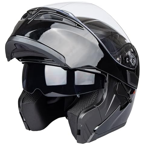 JIEKAI Flip-Up Motorcycle Helmet with Dual Visors Cover