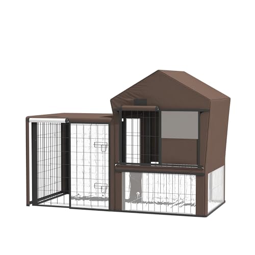 PawHut Housse de Protection Respirante pour clapier à Lapin, résistante à l'eau et Respirante pour Cage de Cochon d'Inde – Marron