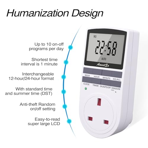 Digital Timer Plug Socket with LCD Display 24 Hours/Weekly Indoor Automatic Timer Switch for Lights Plug Socket in Electrical for Home Appliances Timers Socket for Home Security - Image 3