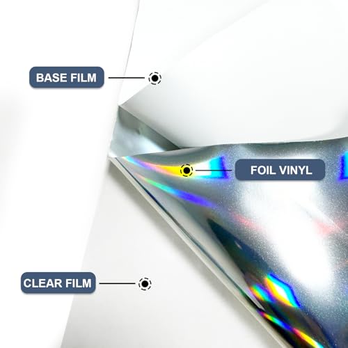 Image of Holographic Silver Heat Transfer Vinyl Roll, 12 inch x6Ft Mirror Metallic Iron on Vinyl, Soft Foil HTV Vinyll for T-Shirt, Chrome HTV Easy to Cut & Weed for Heat Vinyl Design