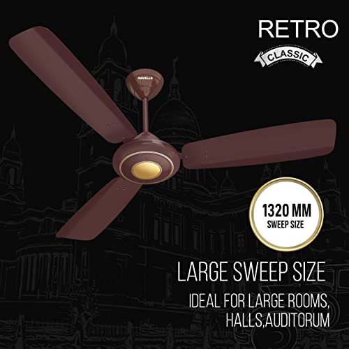 Image of Havells Ventil Air DSP 300mm Exhaust Fan (Choco Brown) (FHVVEMTBRN12) Retro Classic 1320mm Ceiling Fan (Pack of 1, Brown)