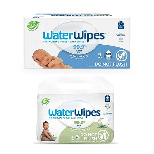 WaterWipes Bundle, Original 540 Count (9 packs) & Textured Clean ...