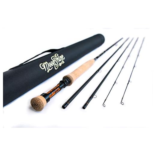 Moonshine Rod Company Fly Fishing Rod with Carrying Case and Extra Rod Tip Section Medium Action, The Epiphany II, 3wt 10'6" ESN