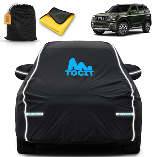 Image of XEV 4E Waterproof Long Life Car Cover with Safety Glow Reflective Strap, Premium Velvet Velour Fabric, Soft & Stretchable, Machine Washable, Tri-Stitch Custom Fit with Mirror Pocket