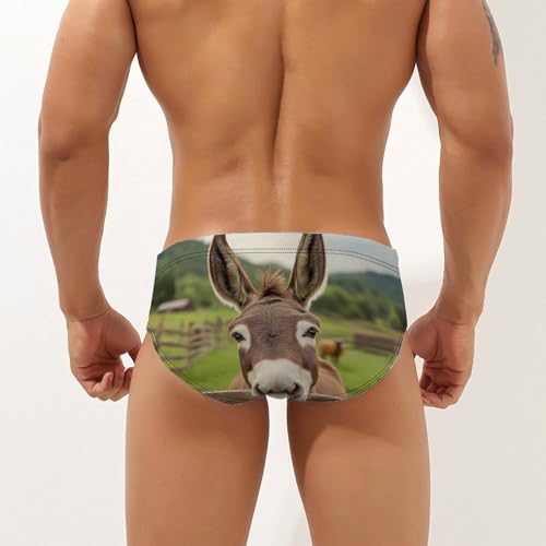 Funny Animal Donkey Mens Swim Briefs Sexy Bikini Swimwear Bathing Suits Trunks2