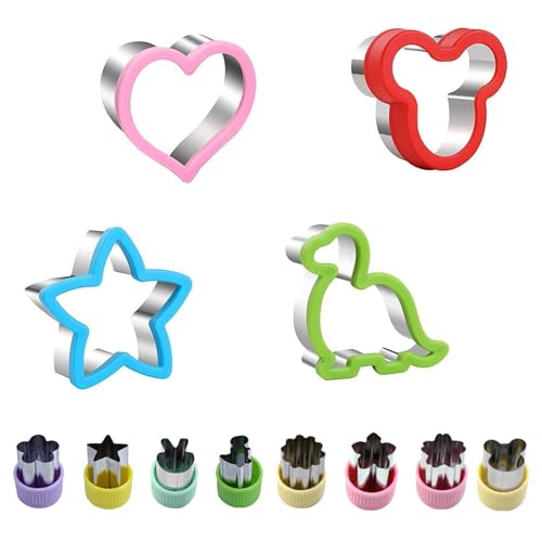 12 Piezas Moldes de Galletas, Moldes Galletas Cookie Cutters, Cortador de Galletas de Acero Inoxidable, Mini Cortador de Frutas Vegetales, para Frutas Moldes Reposteria para Fondant, Tartas