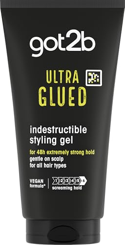 got2b Glued Ultra Styling Hair Gel 150 ml, Glued Styling Gel for up to 48h Ultra Strong Hold, For Extreme Hairstyles, Vegan* Formula