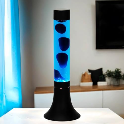 Lámpara de lava vidrio aluminio negro azul
