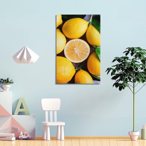 Art mural citrons jaunes de 60x90 cm à la finition artistique - 4