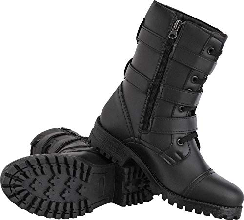 Bota Coturno Feminina Casual Cano Longo Fivela Conforto Leve Preto 35