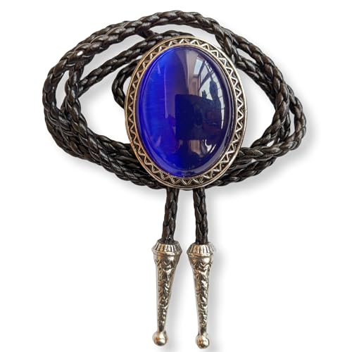 Image of Turquoise Agate Granite BOLO Tie for Men Women Leather Wedding Necklace Western Cowboy Necktie