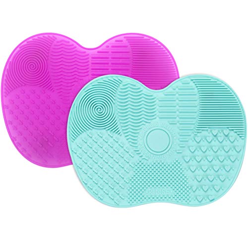 vivioi Brush Cleaning Mat Silicon Makeup Brush Cleaning Mat Scrubber Cleaner Pad Foldable Comfort Portable Washing Tool Scrubber with Suction Cup Set For Home Travel Outdoor