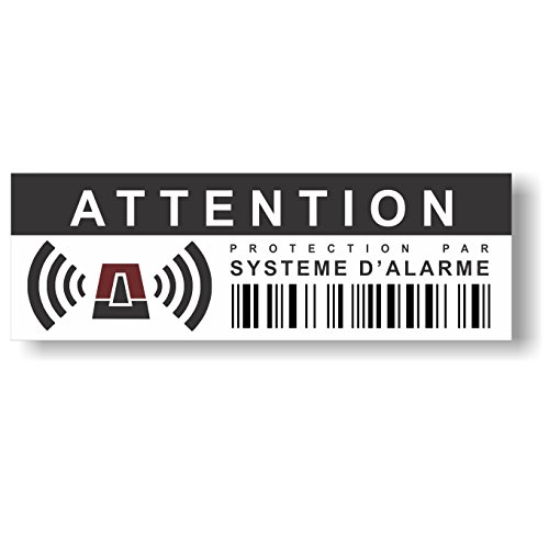 Autocollants dissuasifs contre les effractions et vols - Protection par système d'alarme - Dissuasif même sans alarme installée - Lot de 12 - Dimensions 10,5 x 3,5 cm