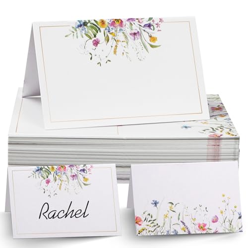 50pcs Tarjetas de Mesa para Boda Cumpleaños Bautizo Comunión Marcasitios Plegable Tarjetas para...