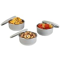 Kssvzz Voorraadbakje, set van 4 x 50 ml, van roestvrij staal, met lekvrije deksel, klein bewaarbakje, potje, voor saladedressings, sauzen, kruiden, salades voor de lunch