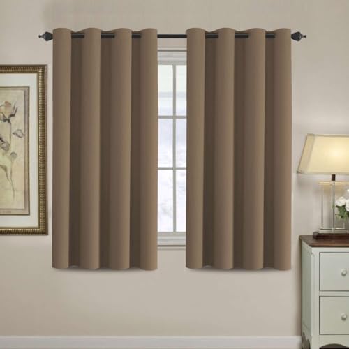 Image of H.VERSAILTEX Blackout Curtain for Living Room Thermal Insulated Window Treatment Curtain 54 inch Length Energy Saving Solid Grommet Top Blackout Drape, One Panel, Macchiato, 52 inch W x 54 inch L