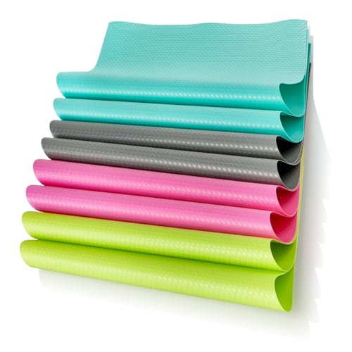 COM-FOUR® Tapis de réfrigérateur 8x - tapis antidérapants antibactériens - élimine l'humidité et les odeurs - tapis d'insertion découpable (vert. bleu....