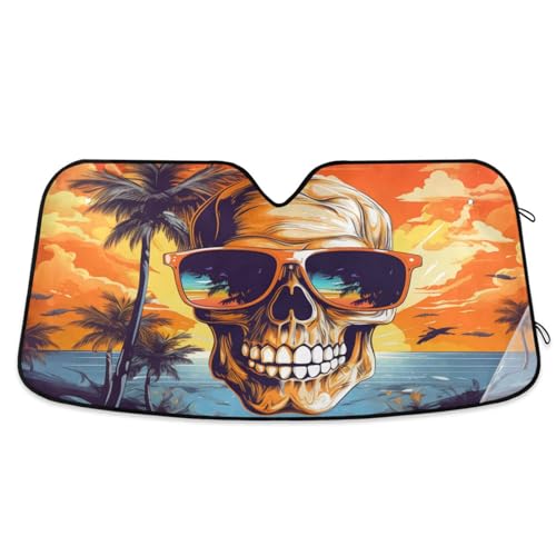 Pare-soleil de voiture pliable bloquant les rayons UV motif crâne