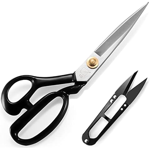 Left-Handed Fabric Sewing Scissors, 10 Inch Dressmaking Taior's Shears-Electroplated Finishing High Carbon Steel Scissors for Cutting Leather, Clothes, Tailoring, Crafting(26.8CM, Thread Cutter INCL) Cover