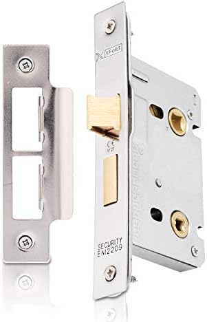 XFORT® Polished Chrome Bathroom Lock 65mm for Internal Wooden Doors, Mortice Door Lock for ...