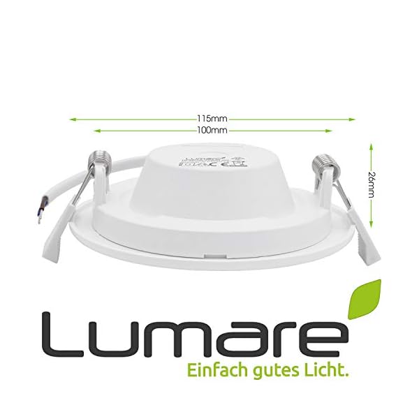 Lumare LED Einbaustrahler Dimmbar 6W | 360lm 230V IP44 Ultra flach | Einbauleuchten Weiß Eckig Quadratisch | 26mm… – Bild 8