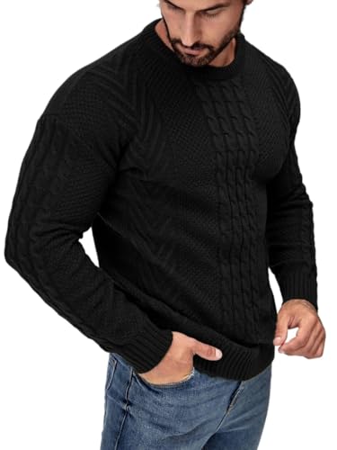 Pullover Sweaters for Men Knit Drop Shoulder Sweater