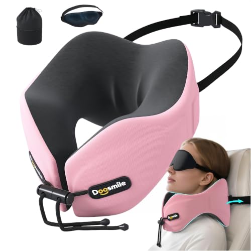 Image of Patented Head-Bobble-preventing Ergonomic Travel Neck Pillow Combo Pink
