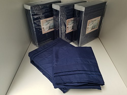 Linen Superstore Microfiber Wood Frame Waterbed Sheet Set With Stay Tuck Poles - Solid Color With Embroidery - (Navy, Queen Waterbed) #TOP1