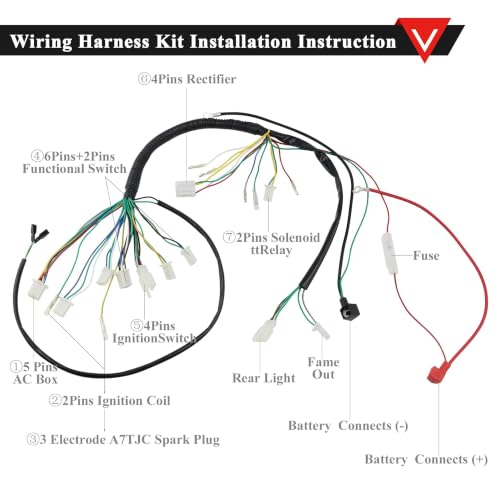 Image of PRO BAT Full Electrical Wiring Harness Assembly Kit for 110cc 125cc ATV | with Magneto Stator CDI Coil for Quad Bike 4 Wheeler Baja SunL Taotao JCL Buyang Coolster