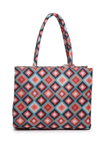Image of ENSAC Women's Floral Print Tote Bag | Lightweight Handbag with Zipper Closure
