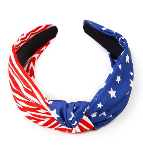 Huachi 4Th Of July Women'S Headbands - Knotted American Flag Top Knot Hair Hoops, Patriotic Usa Independence Day Red White And Blue Accessories thumb #2