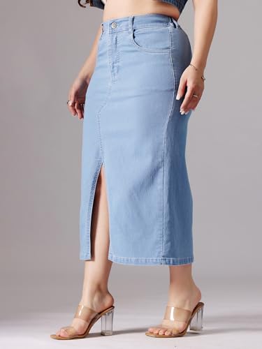 Image of Miss Chase A+ Women's Regular High Rise Above Knee Stretchable Denim Shorts & Skirts