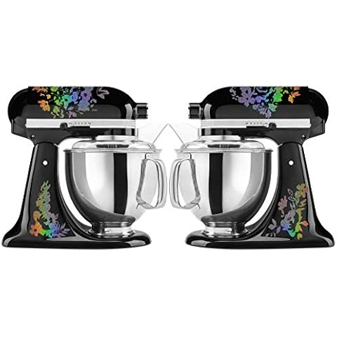 Rainbow Holographic Timeless Floral Sparkle Vinyl Decal Set for Large Stand Mixers (Rainbow Holographic) Cover