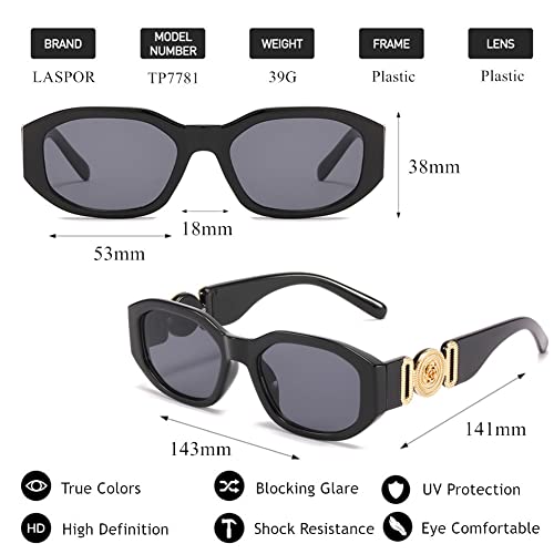 Image of LASPOR Irregular Sunglasses for Women Men Trendy Retro Vintage Rectangle Glasses Hexagon Shades Driving UV400 Protection