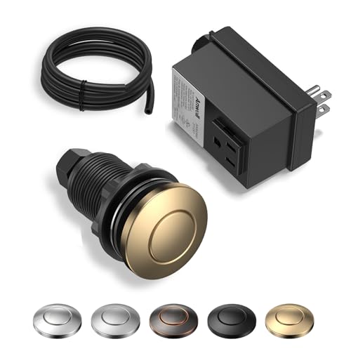 ANWOLL Garbage Disposal Air Switch Kit - UL Listed Wireless Sink Top Button, Champagne Bronze Finish, Compatible with Delta Faucet Champagne Bronze, Universal Design for All Garbage Disposals