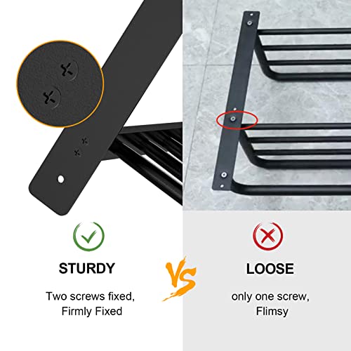 Foto de Toallero de hotel con estante de 3 niveles, barra de baño montada en la pared de 24 pulgadas, torre de baño negra mate (imagen 4)